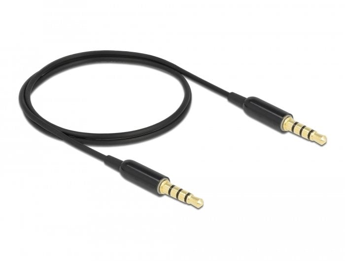 DeLOCK Kabel jack 3,5 mm 4 pin męski na męski Ultra Slim, czarny 0,5 m