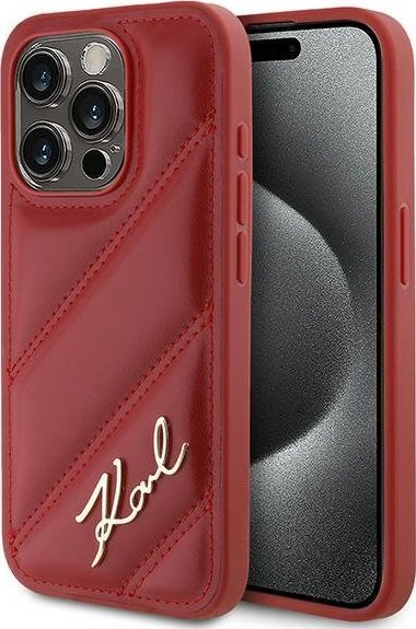 Karl Lagerfeld KLHCP15LPQDSMGR iPhone 15 Pro 6.1" czerwony/red hardcase Diagonal Quilted Script