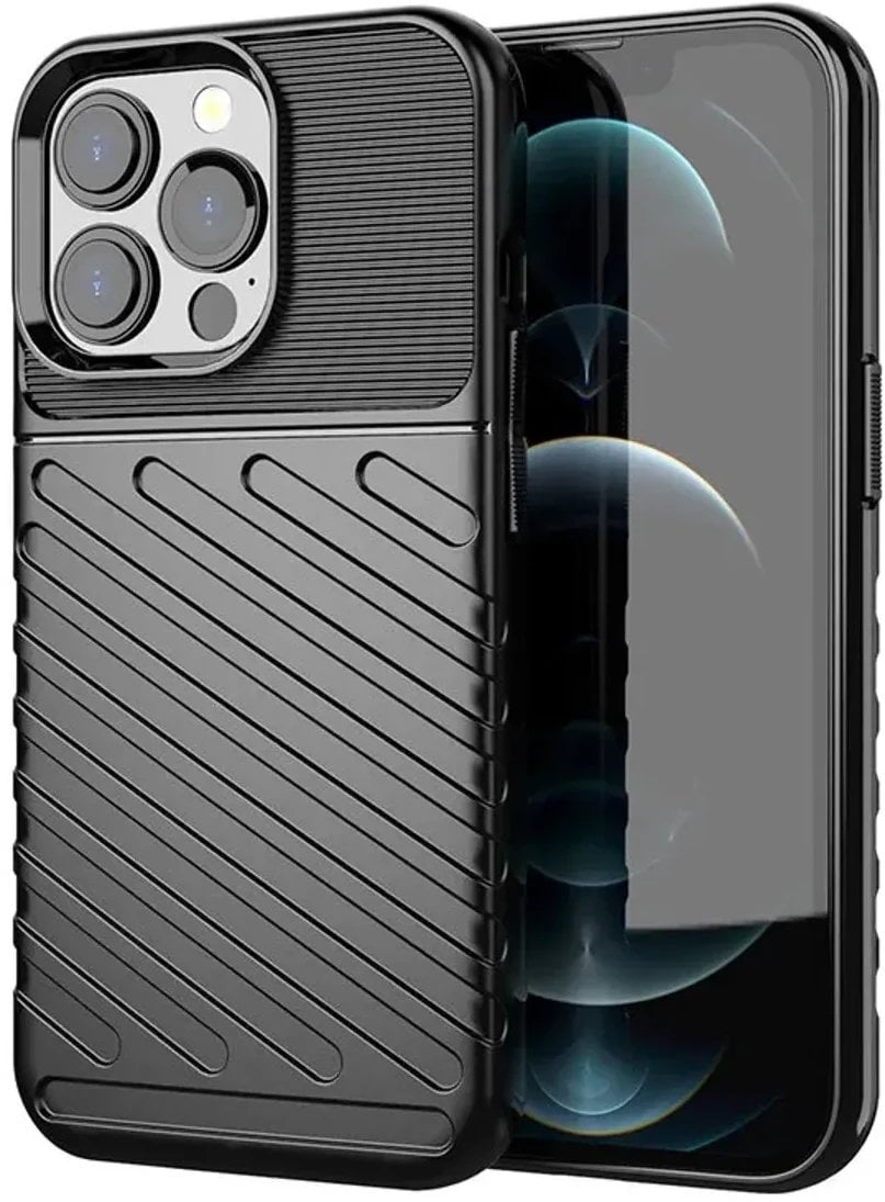 Thunder Case elastyczne pancerne etui pokrowiec iPhone 13 Pro czarny