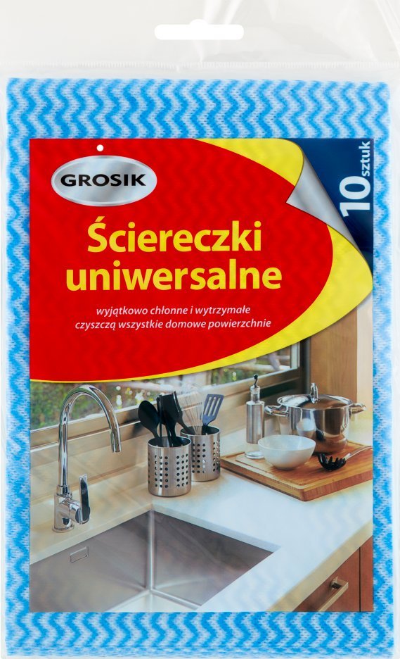 Grosik Ściereczki uniwersalne GROSIK, 10 szt., zielono-białe