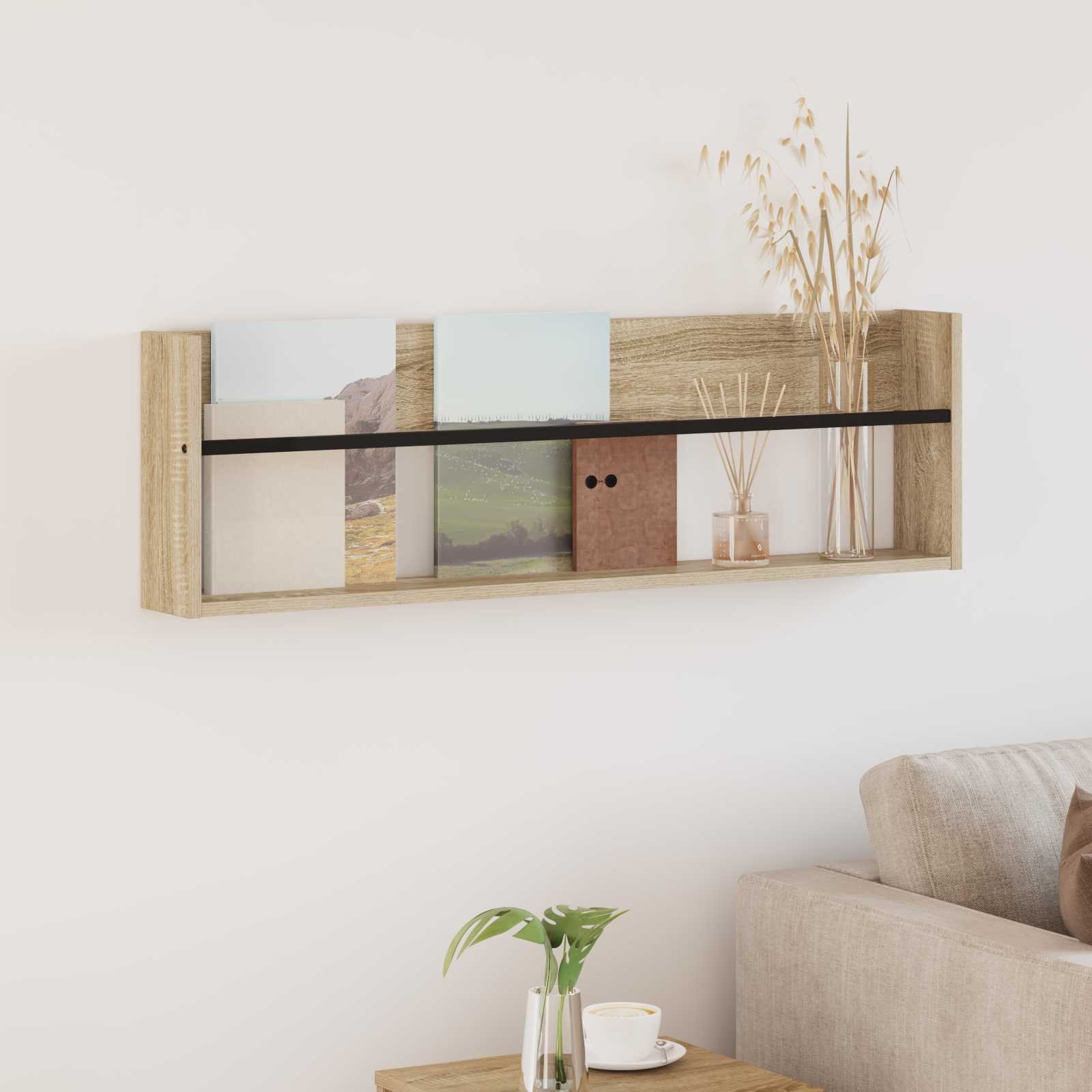 vidaXL Regał na gazety z półką dębową Sonoma 100 x 12 x 30 cm