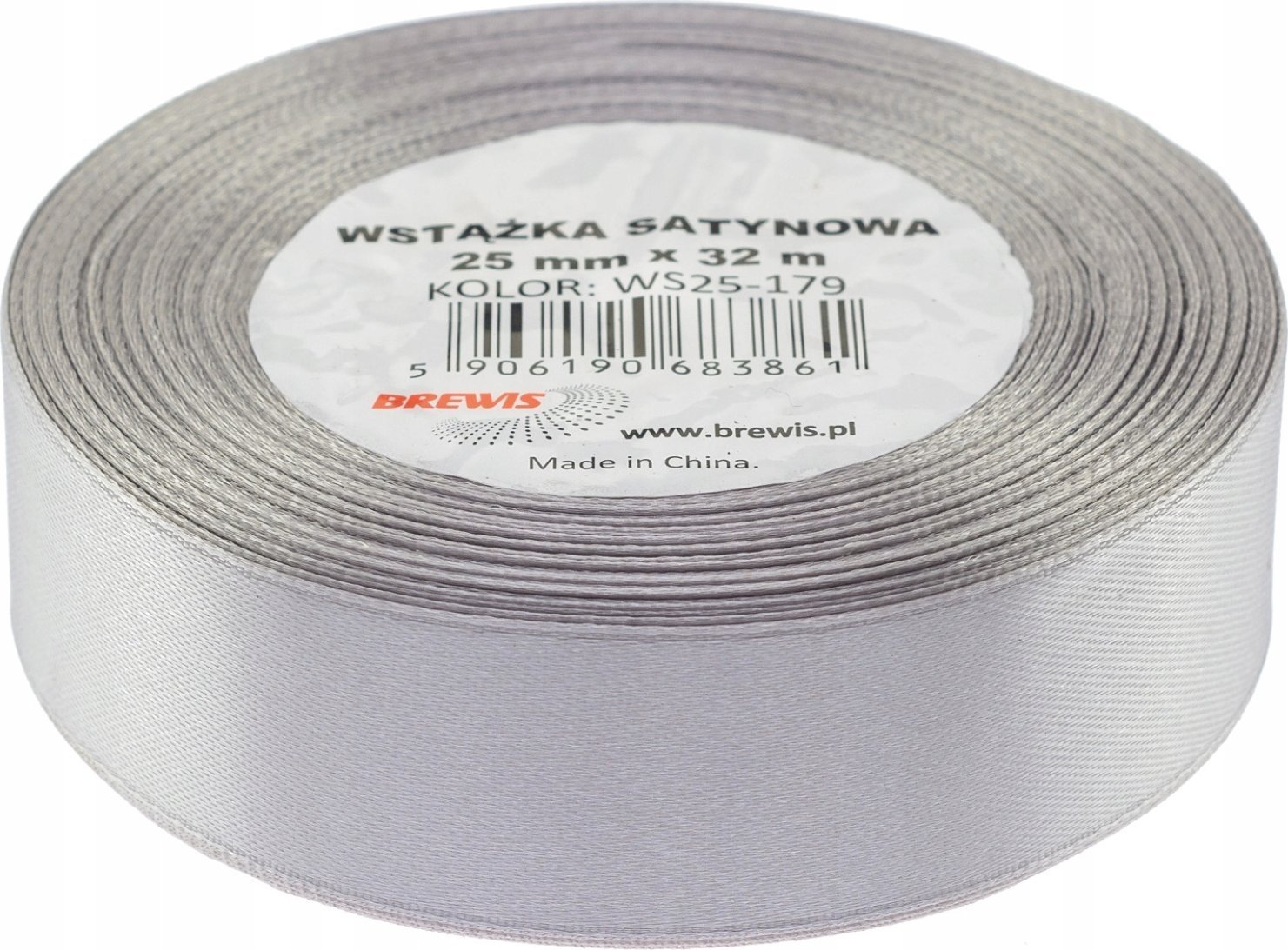 BREWIS Wstążka satynowa BREWIS 25mm/32mm kolor 179 popielaty Brewis