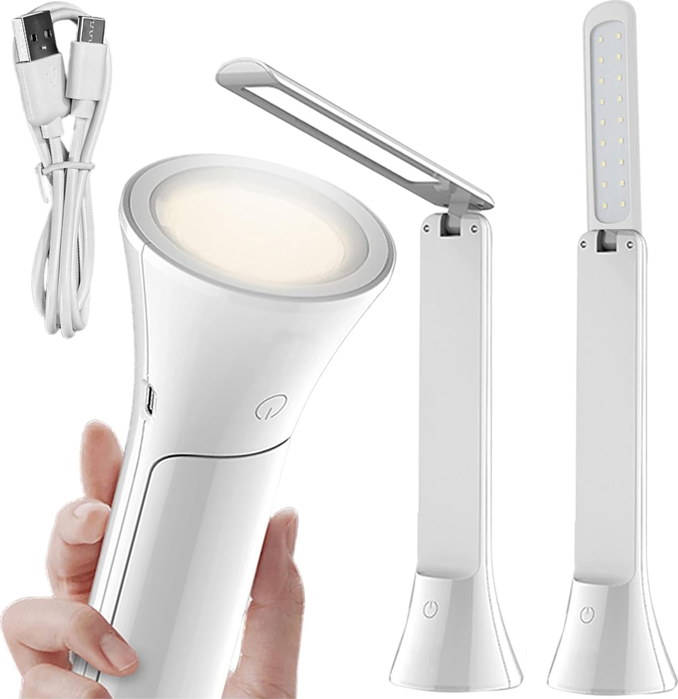 Lampka biurkowa Alogy Lampka nocna LED na biurko 2w1 Latarka Bezprzewodowa dotykowa lampa 3 tryby Regulacja światła Alogy Biała