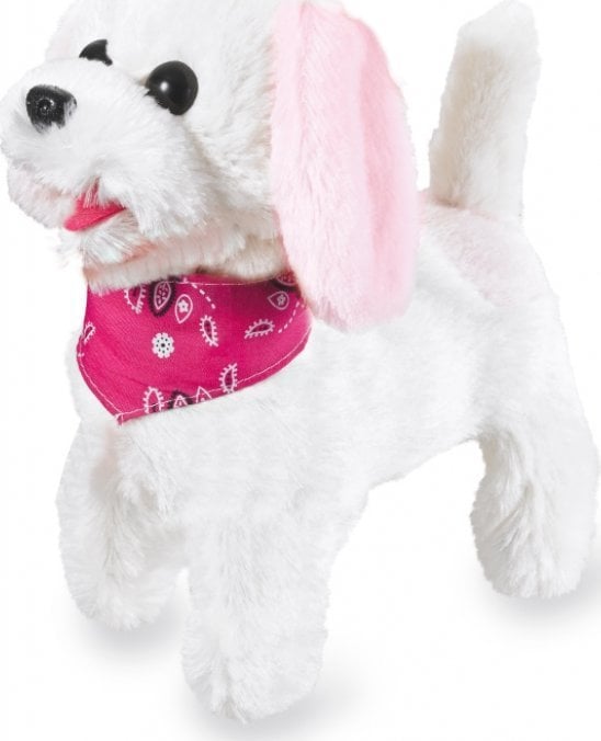 Jamara 460341 Running Dog with Sound Plush, Remote Control White/Pink