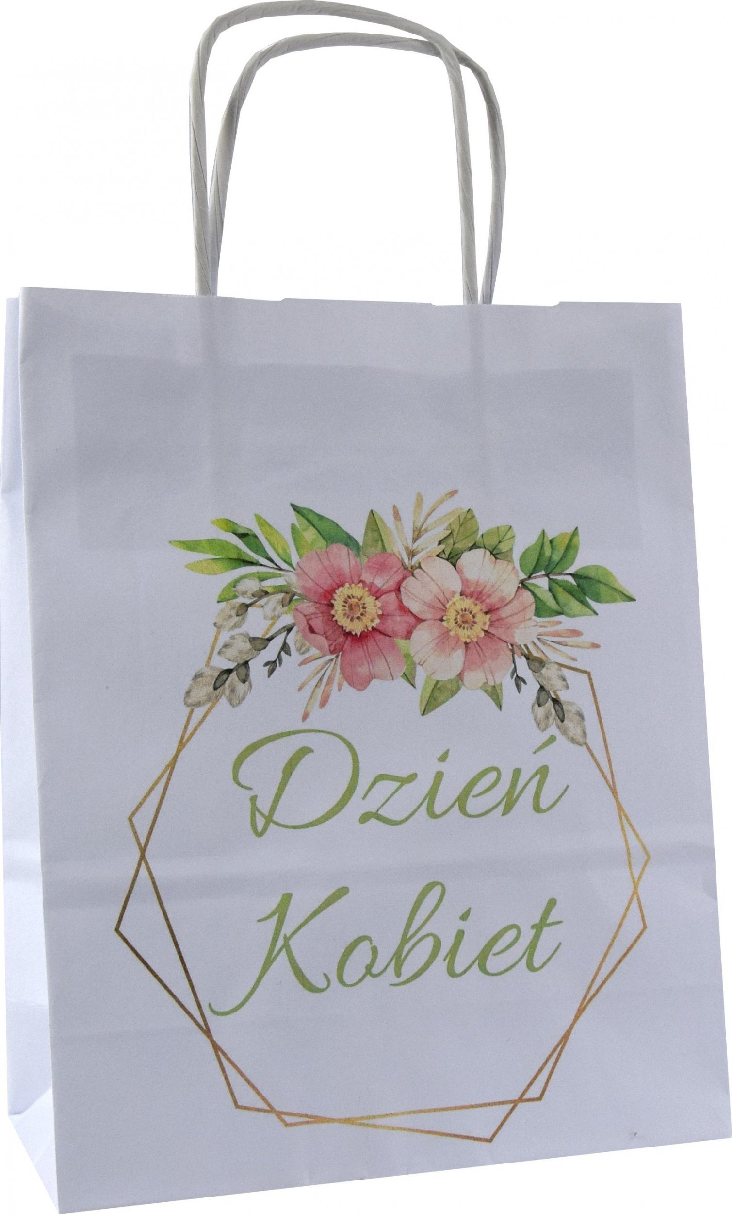 TorbyPRO torba papierowa biała A5 z nadrukiem DZIEŃ KOBIET