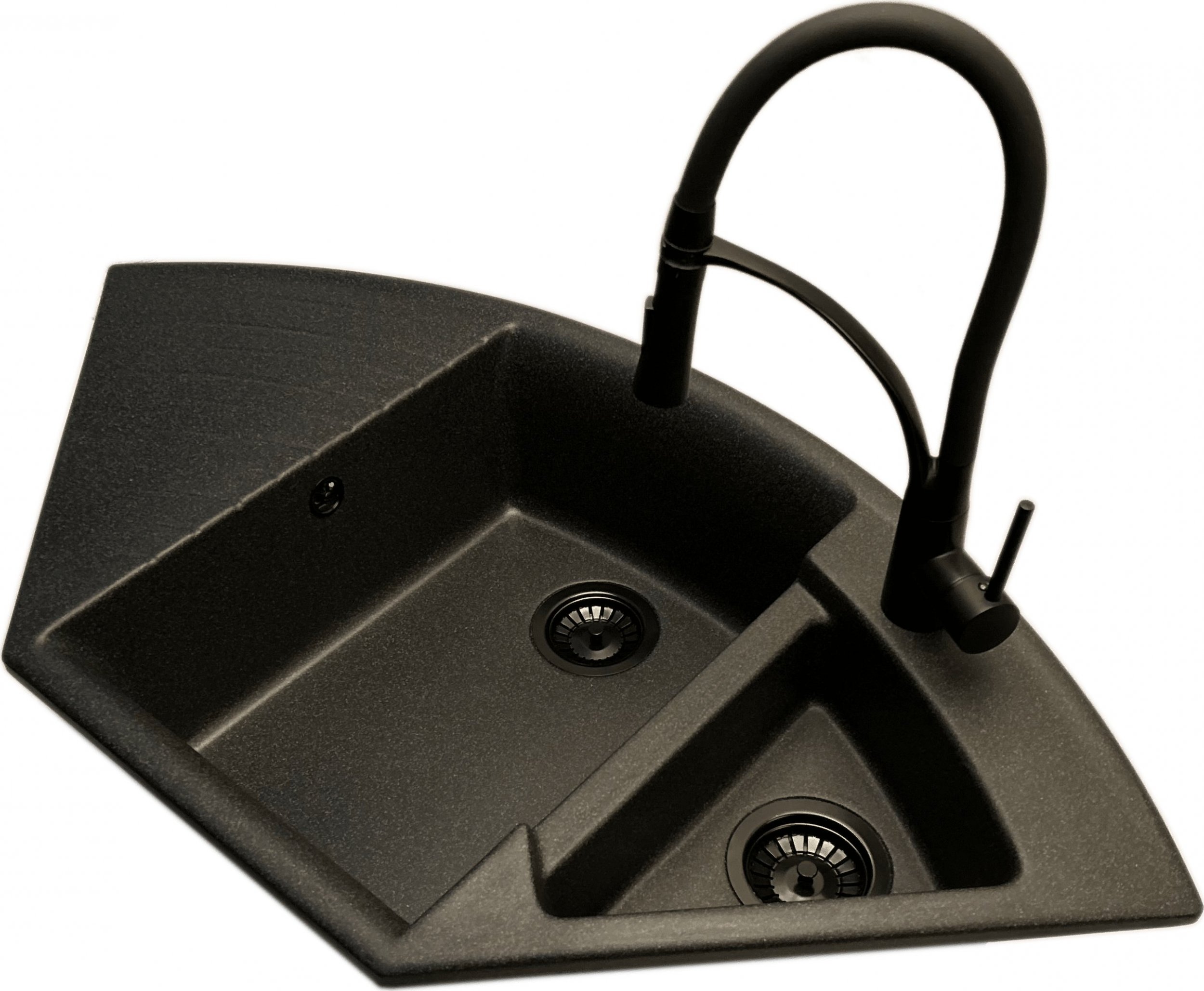 Zlewozmywak PREHNIT Zlewozmywak narożny TREND grafit + bateria NEXO