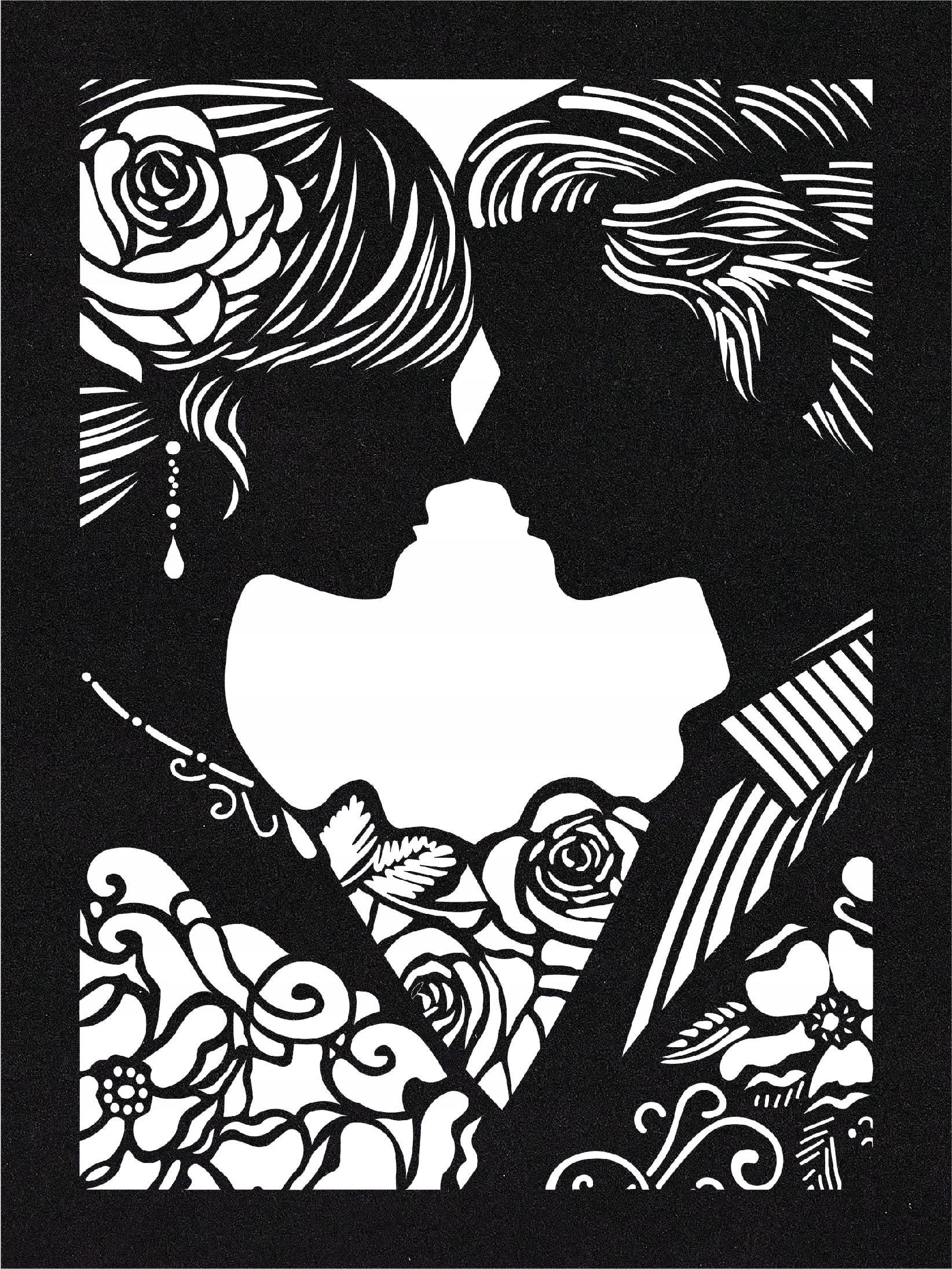 Techrebal OBRAZ AŻUROWY DEKORACJA ŚCIENNA PARA WALENTYNKI