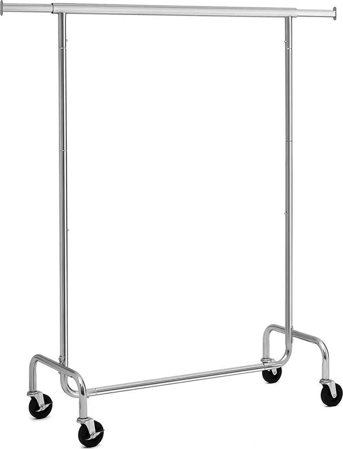 Elior Srebrny metalowy wieszak na ubrania na kółkach - Rivera