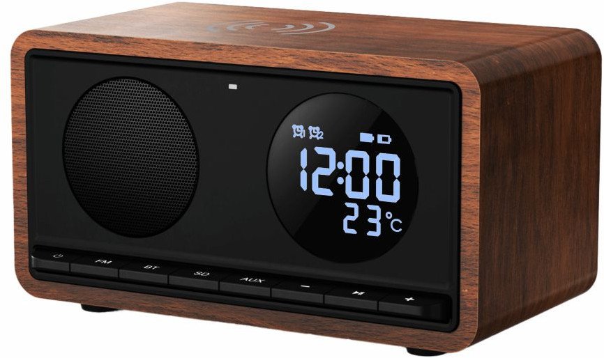 Radiobudzik z ładowaniem bezprzewodowym Manta RIMINI czarne