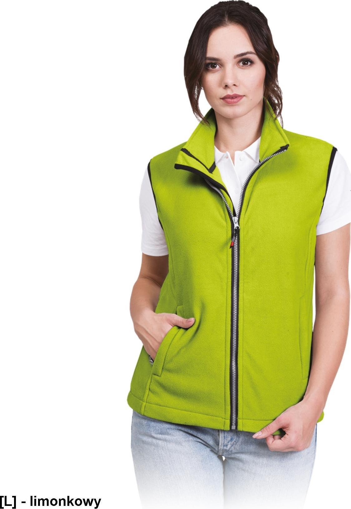 R.E.I.S. VHONEY-L - bezrękawnik damski z polaru, kołnierz ze stójką - limonkowy S