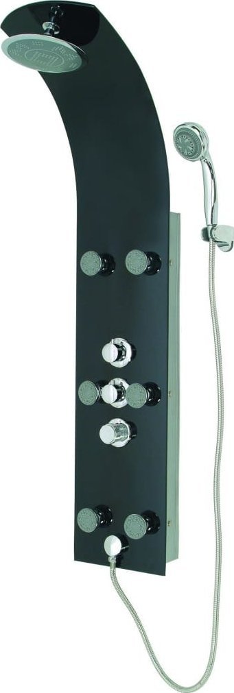 Zestaw prysznicowy SCHTTE Szklany panel prysznicowy LANZAROTE z termostatem, czarny