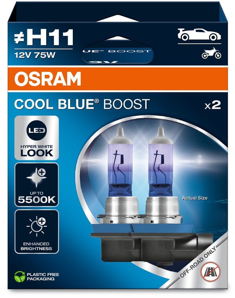 OSRAM Automobilinės lemputės COOL BLUE BOOST H11 75W 12V PGJ19 2vnt