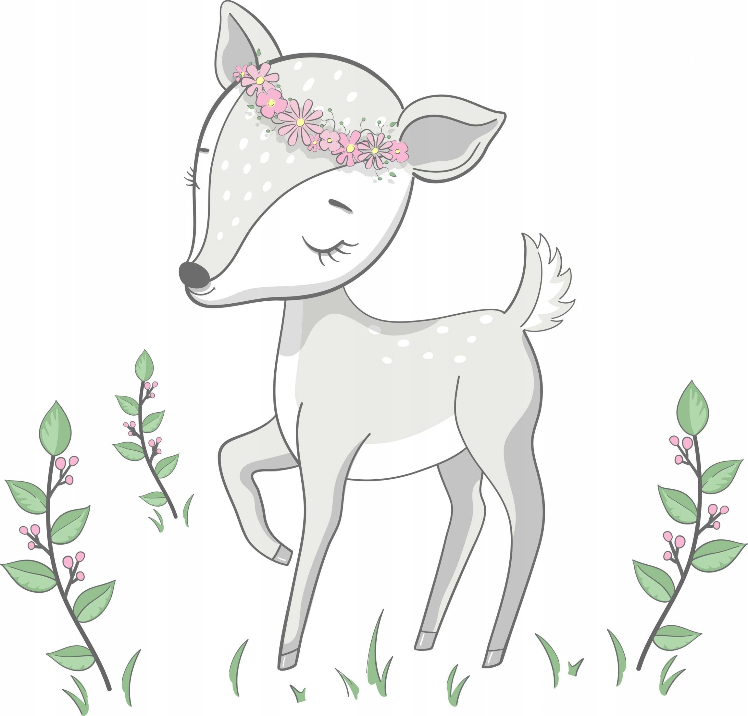 naSciane Śliczna naklejka jelonek akwarela sarenka szara