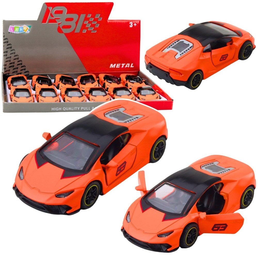 Samochód Sportowy Napęd Pull Back Metalowy Pomarańczowy 1:43