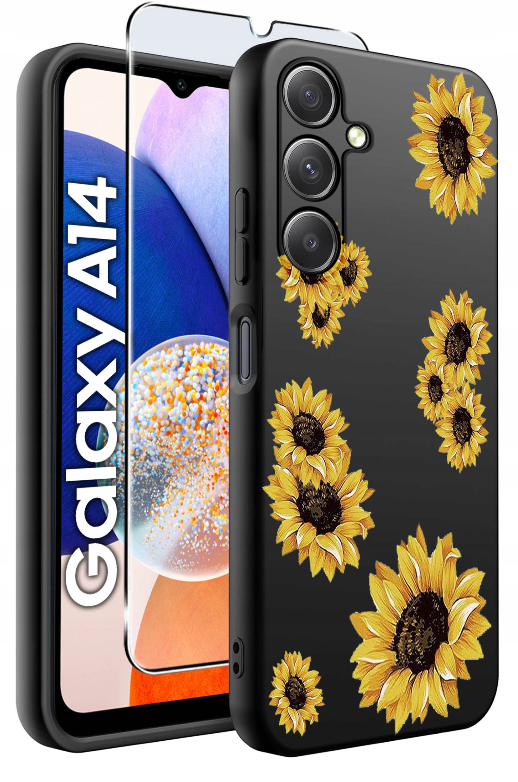 ETUI do Samsung A14 5G WZORY | SILIKONOWE MATT CASE + SZKŁO HARTOWANE 9H