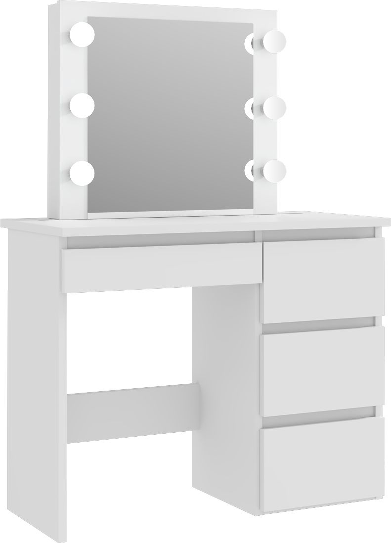 Meblowa 1 Toaletka ALEKSANDRA 3 biały mat z lustrem i sześcioma żarówkami MEBLOWA 1
