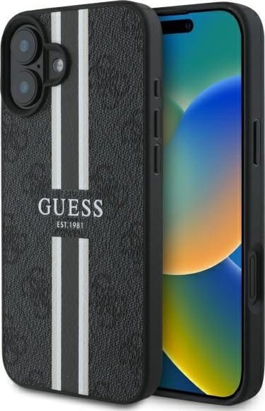 Guess Guess GUHMP16SP4RPSK iPhone 16 6.1" czarny/black hardcase 4G Printed Stripes MagSafe