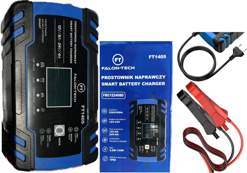 Falon-Tech Prostownik do akumulatora z funkcją naprawy 12V-8A / 24V -4A