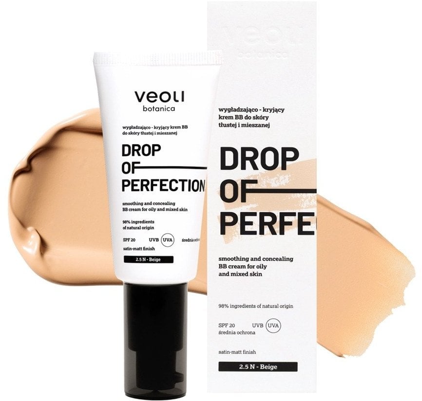 Veoli Botanica Drop Of Perfection wygładzająco-kryjący krem BB do skóry tłustej i mieszanej 2.5 N Beige 30ml