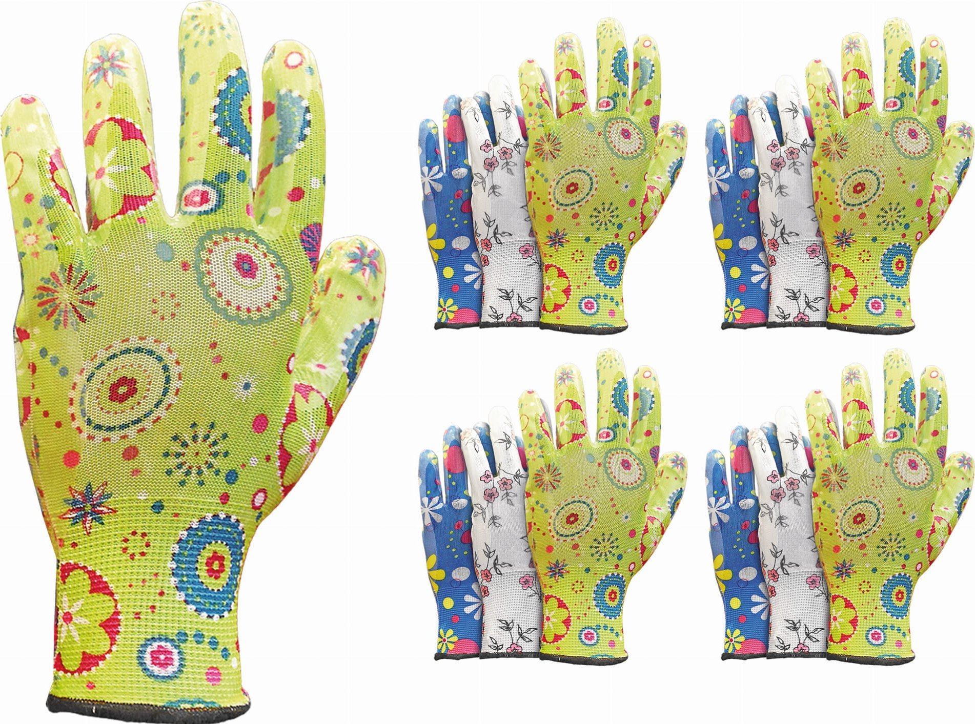 Reis Rękawice ogrodowe / Kolorowe / RGARDEN-NI - 12 Par (6 - XS)