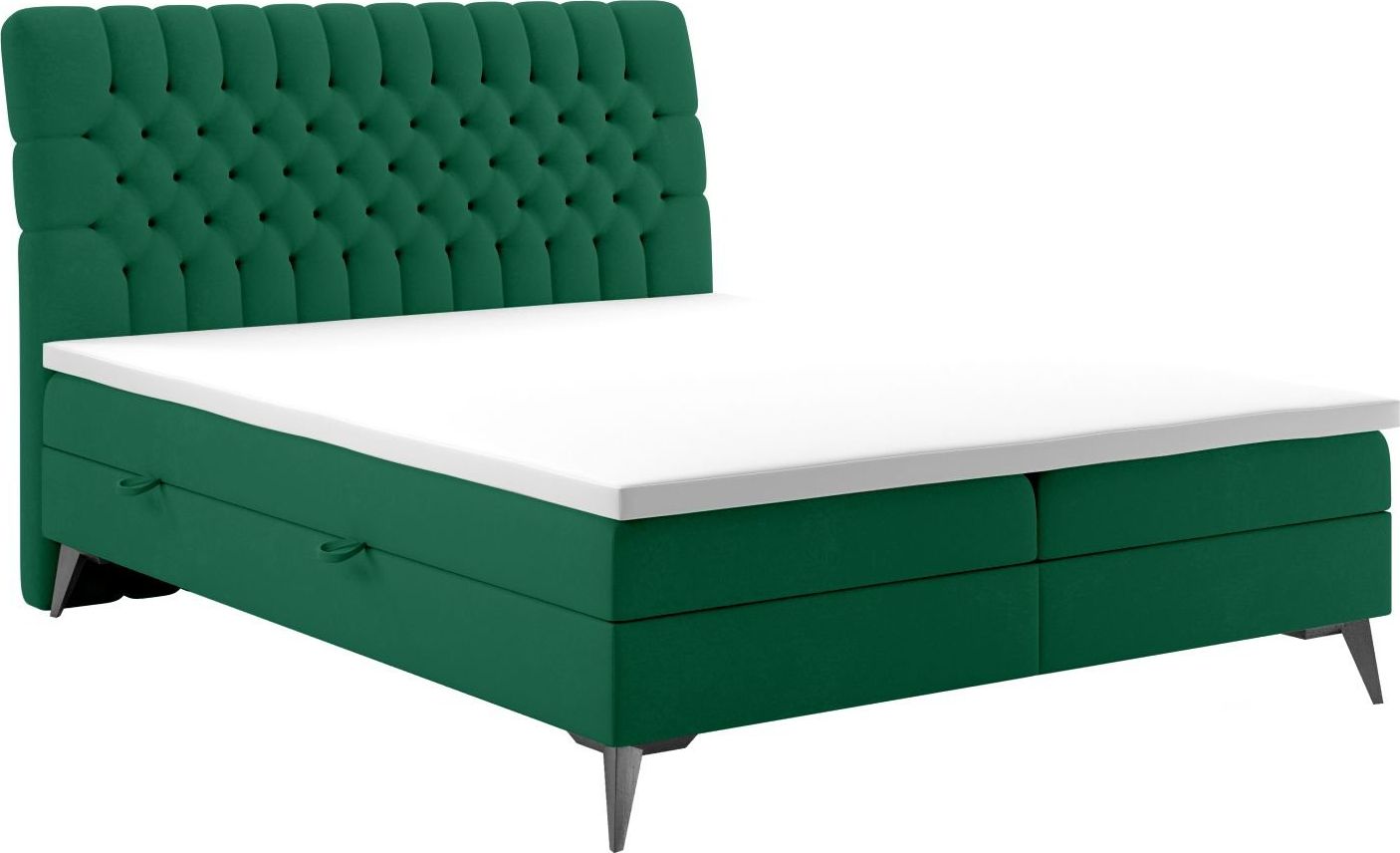 LAVERTO Łóżko kontynentalne BETAFO 140x200 zielone velvet z pojemnikiem