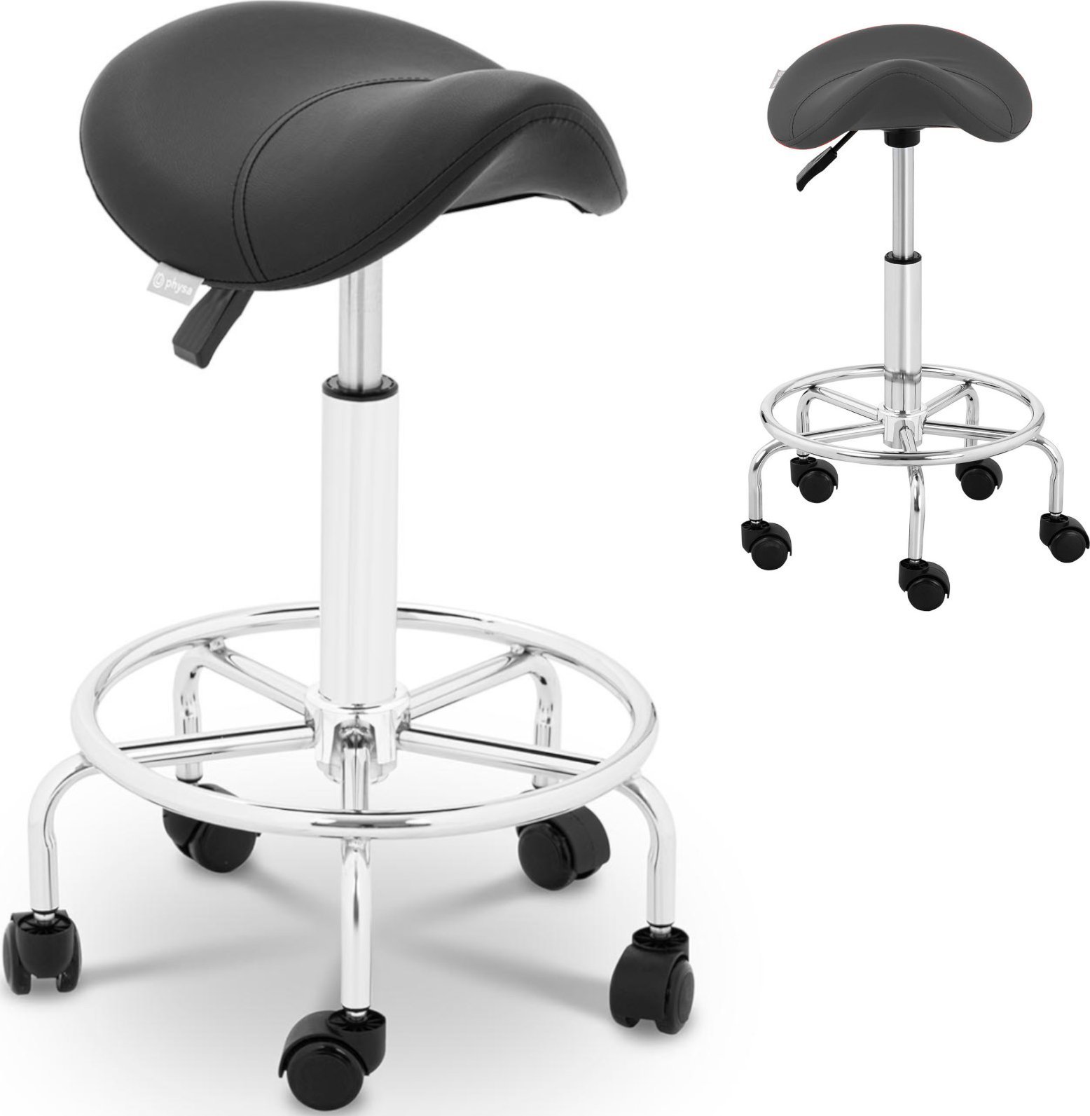 Physa Taboret stołek hoker kosmetyczny siodłowy na kółkach Frankfurt do 150 kg czarny Taboret stołek hoker kosmetyczny siodłowy na kółkach Frankfurt d