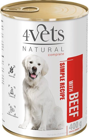 Mokra karma 4Vets Natural dla psa z wołowiną puszka 400 g