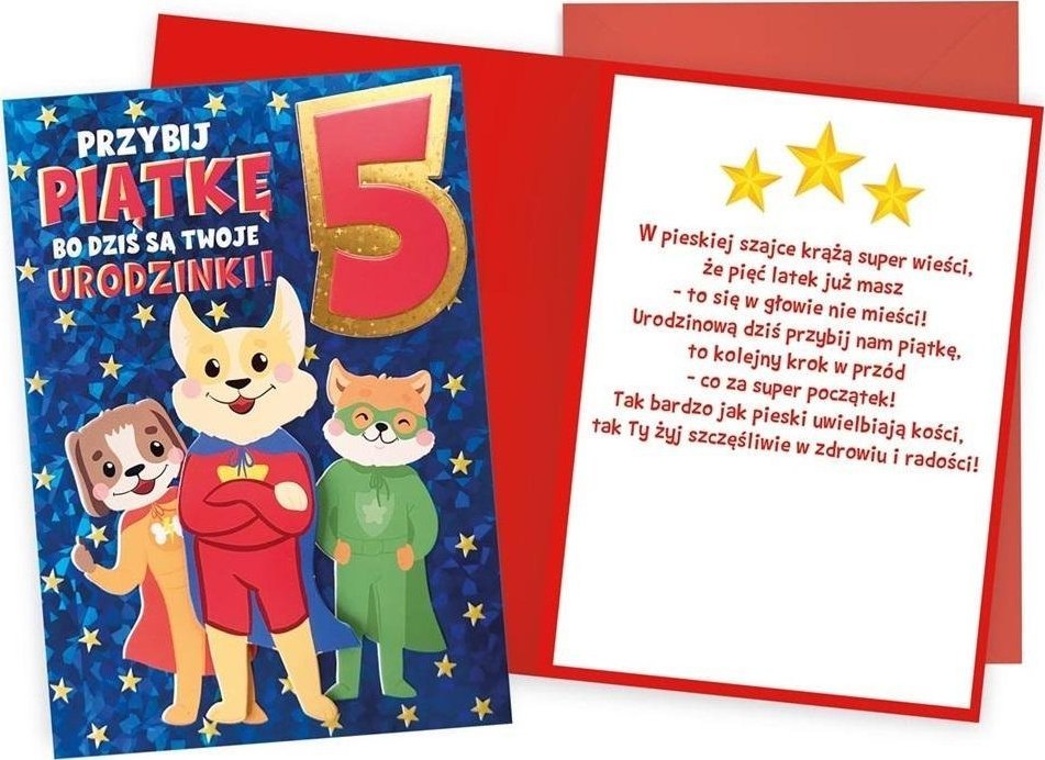 KUKARTKA Karnet Urodziny 5 pieski