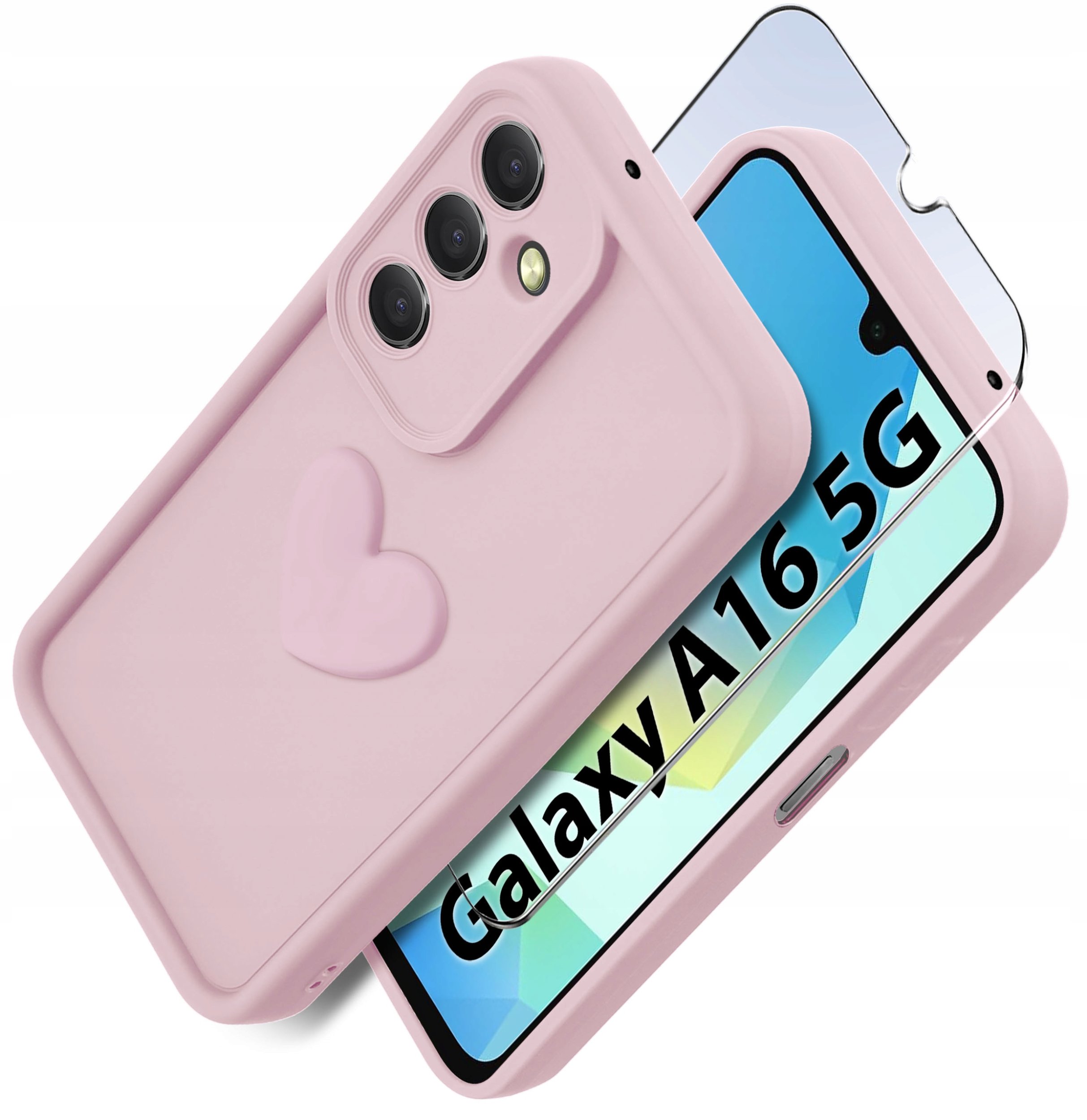 Etui do Samsung A16 5G silikonowe MATOWE serce + Szkło ochronne na ekran 9H