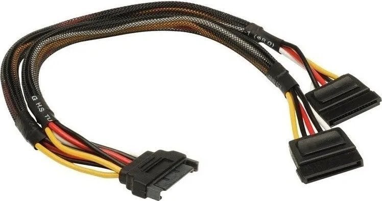 Akasa SATA 15-pin - SATA 15-pin x2, 0.3m, Czarny (AK-CBPW05-KT02)