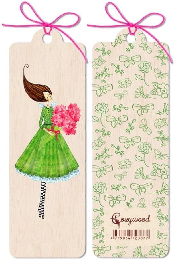 Cozywood Zakładka drewniana Kobieta z bukietem