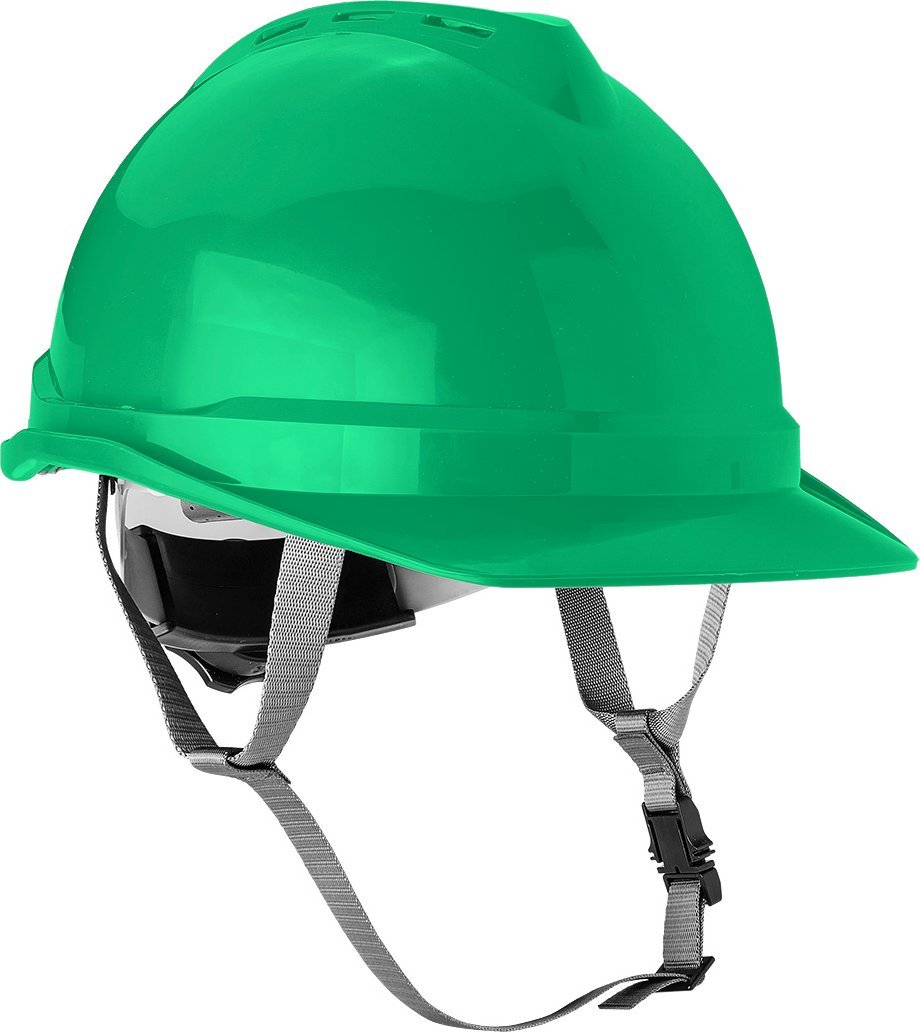 Neo Hełm przemysłowy z paskiem podbródkowym, zielony