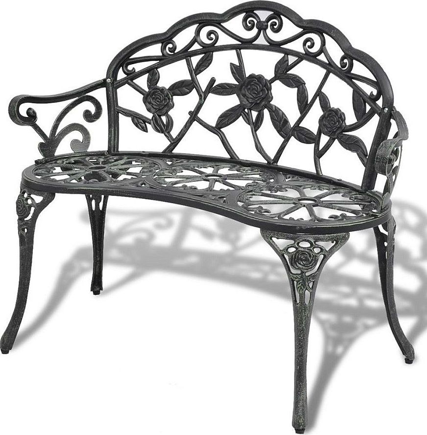 Elior metalowa ławka ogrodowa Loryn, zielona (3511)