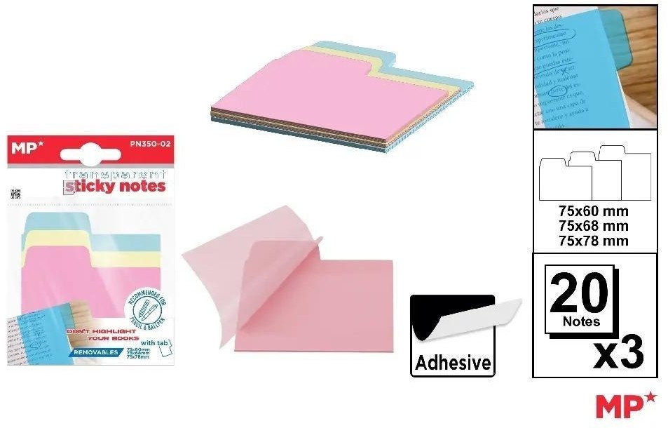 Karteczki samoprzylepne indeksujące 3x20szt