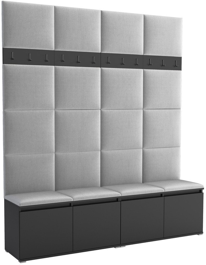 Tapicerowana garderoba Noris II - kolor czarny + tkanina Trinity 32