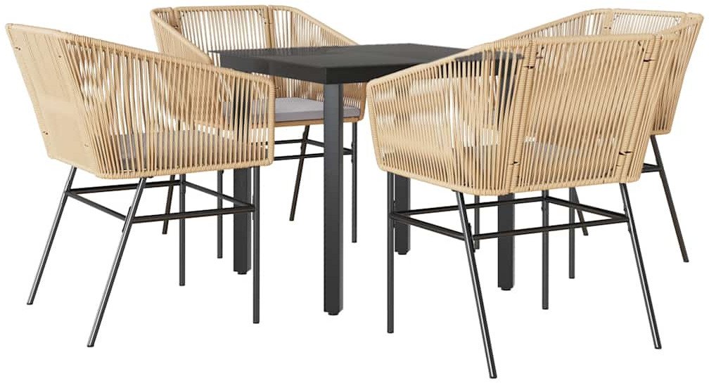 5-częściowy zestaw ogrodowy poduszkami brązowy polirattan szkło