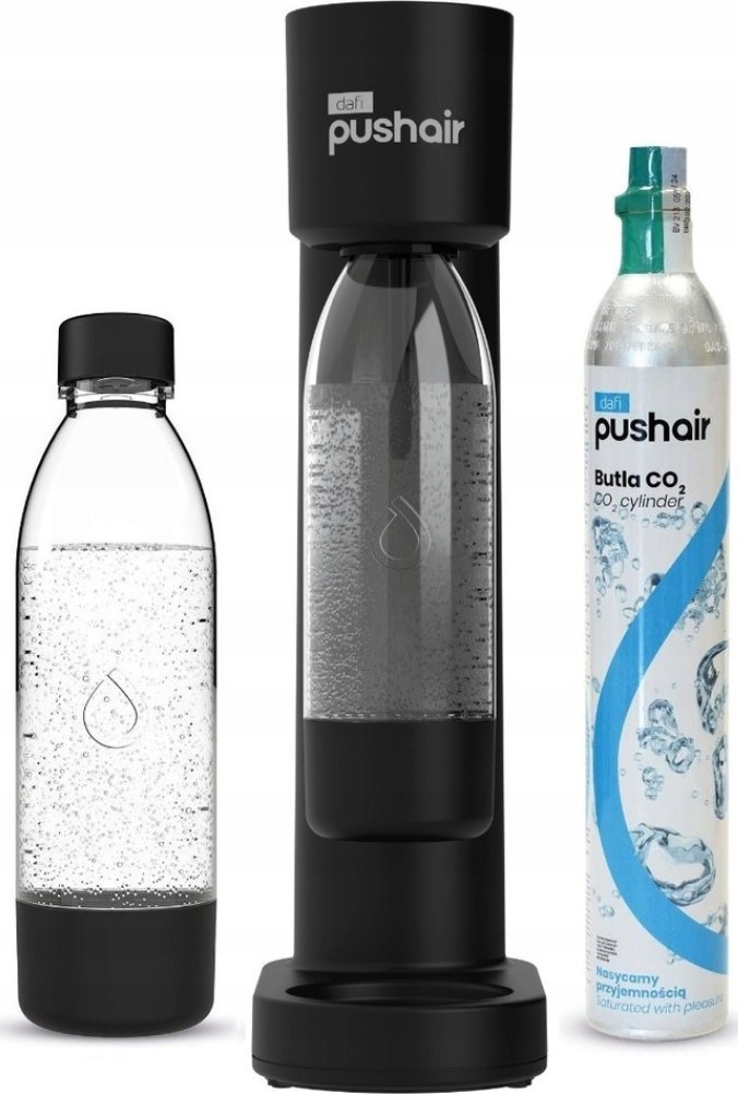 Saturator Dafi PushAir + 2 x butelka + gaz Czarny
