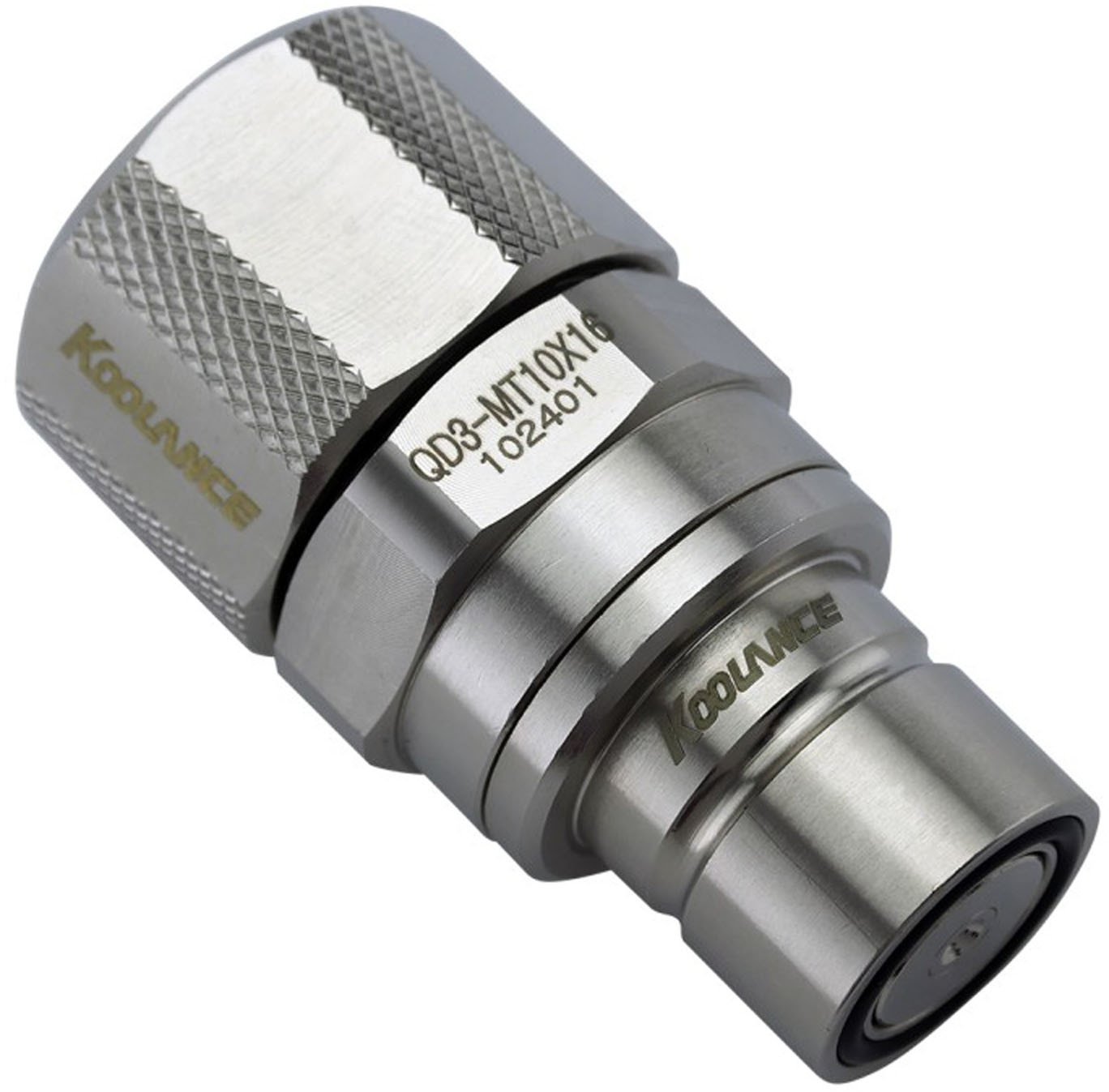Koolance QD3 Schnellverschluss gerade männlich auf 16/10mm - no-spill, silber