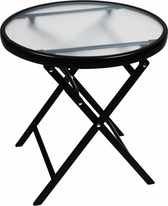 Stolik pomocniczy ze szklanym blatem, czarny, 45 cm, stal