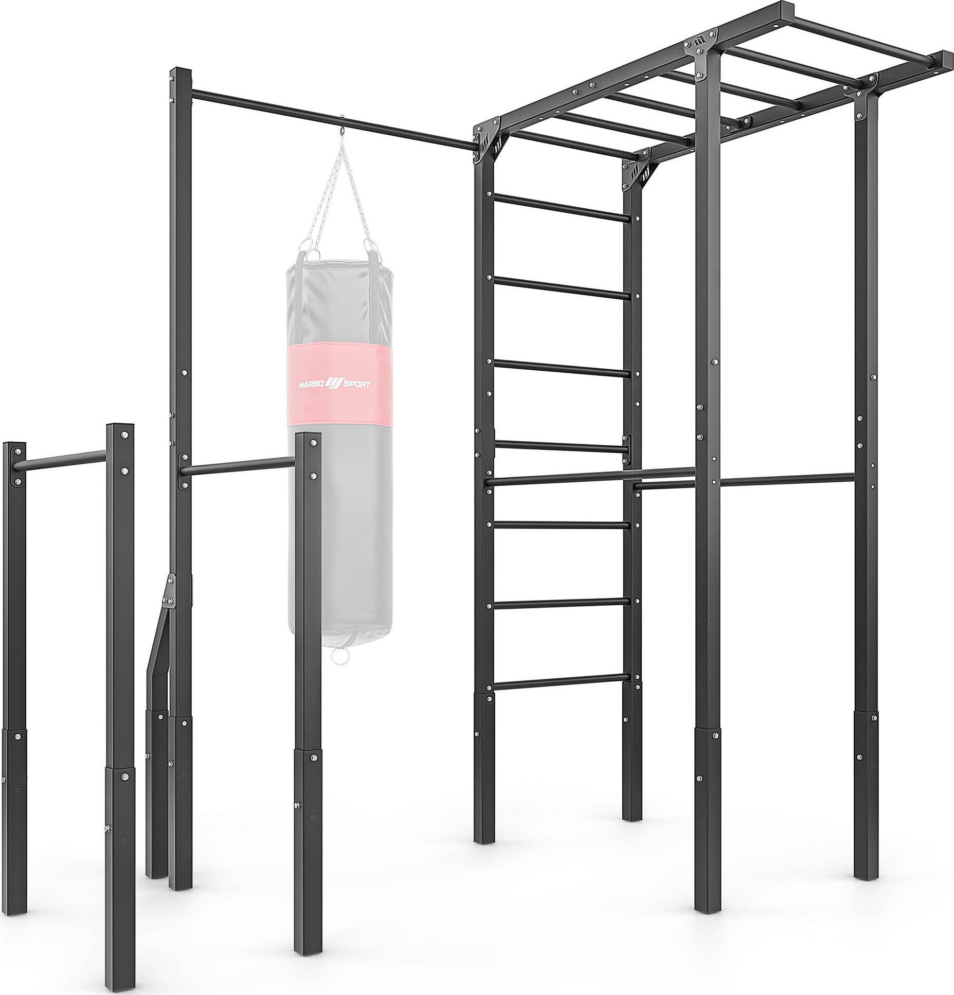 Drabinka zewnętrzna + drążek do podciągania z uchwytem na worek + poręcze do dipów (długie) MO-Z5 - Marbo Sport