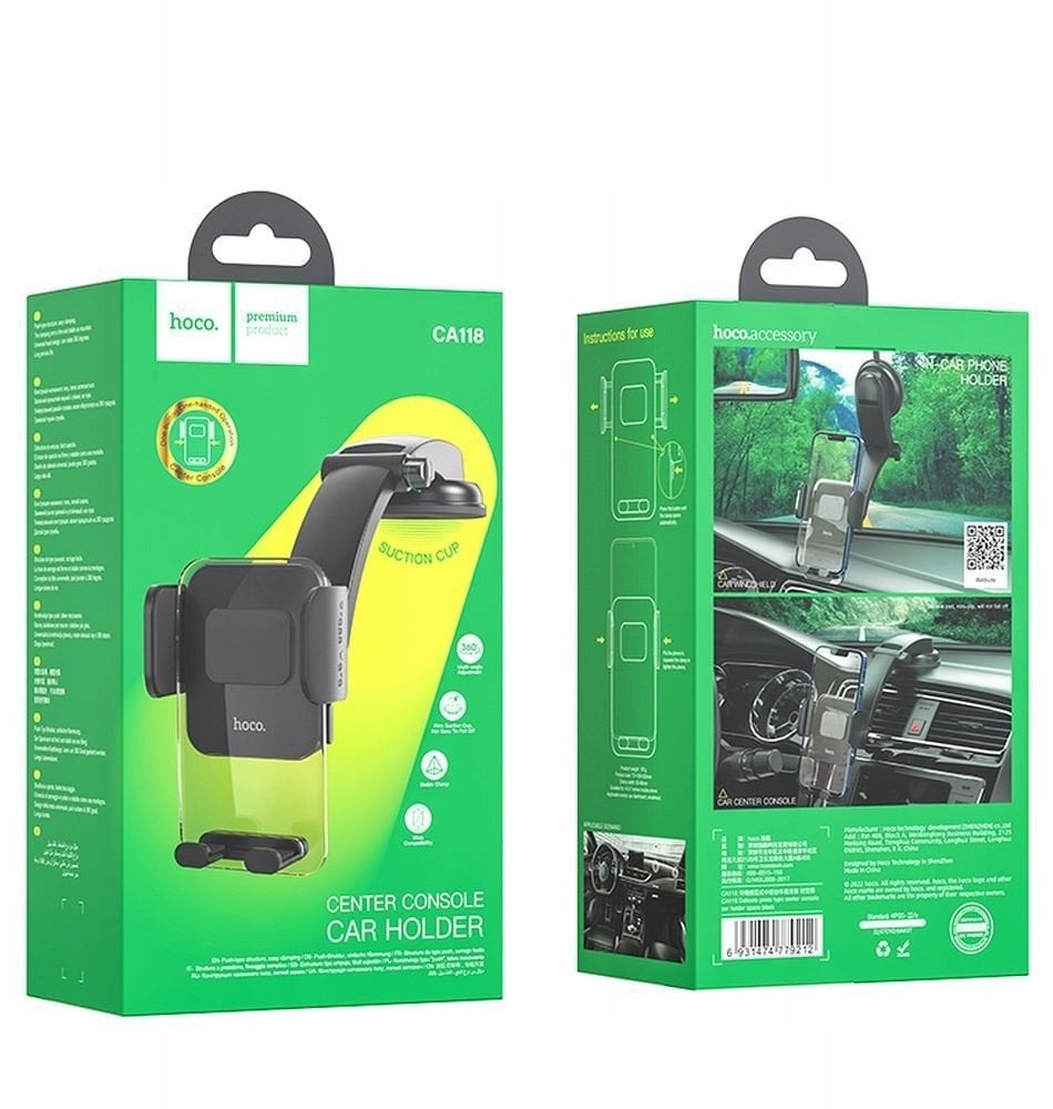 Uchwyt na telefon do samochodu uniwersalny Hoco do szyby / deski CA118 czarny