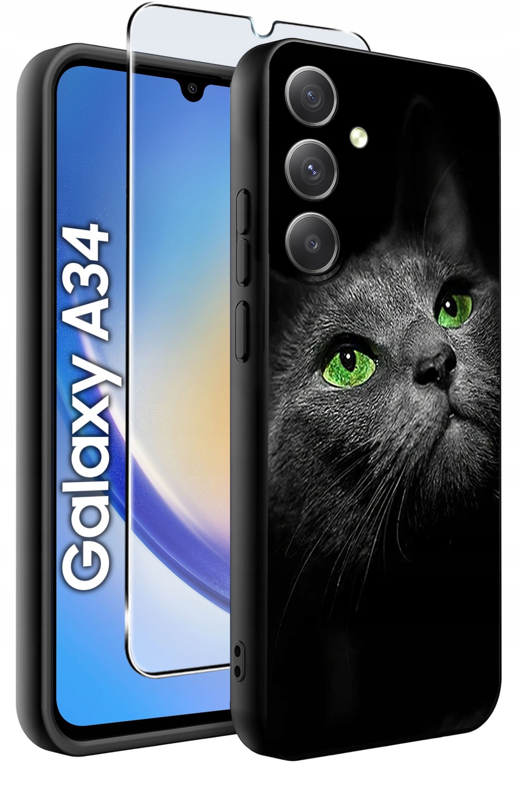 ETUI do Samsung A34 5G WZORY | SILIKONOWE MATT CASE + SZKŁO 9H