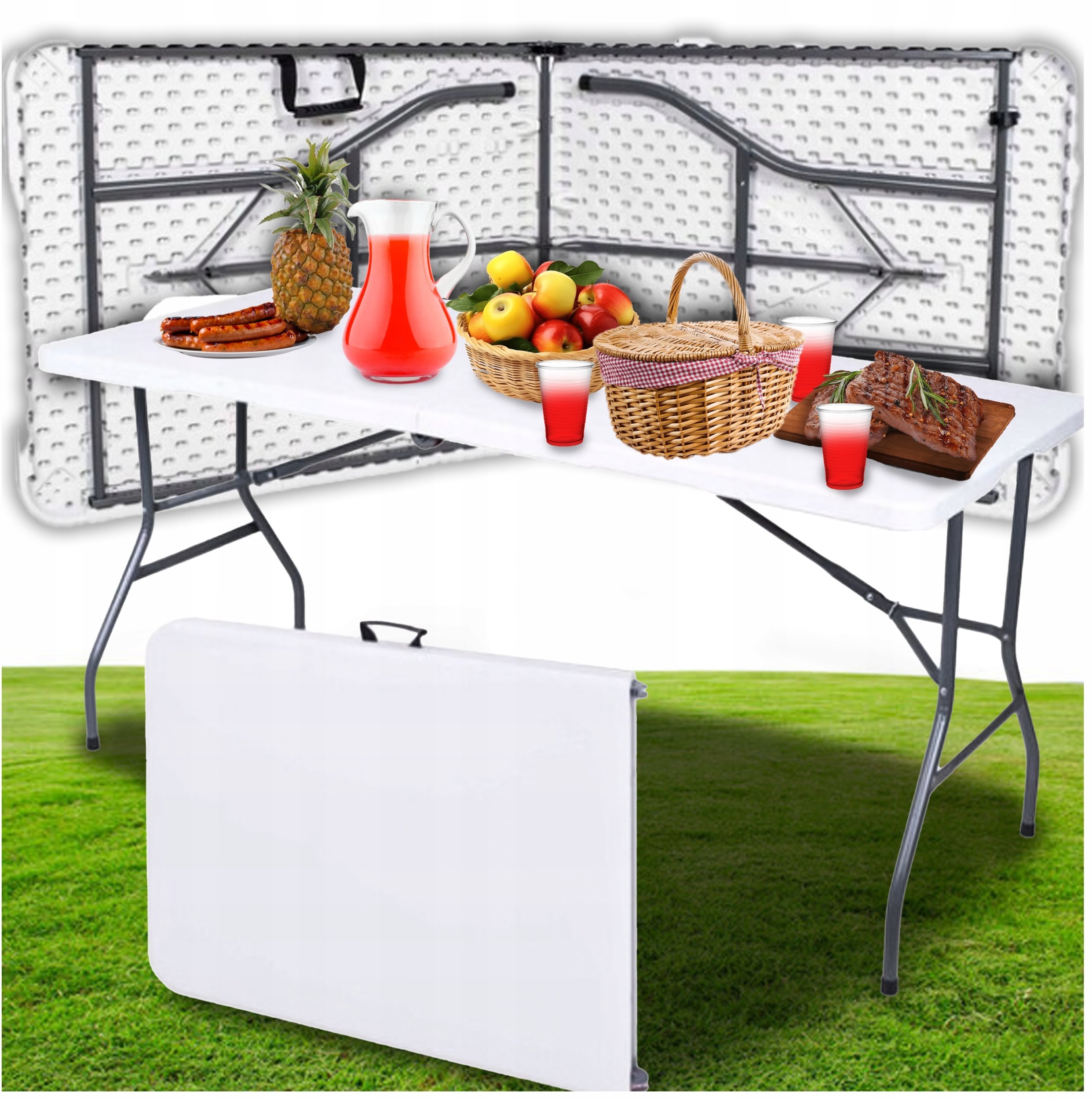 STÓŁ CATERINGOWY SKŁADANY 240CM BIAŁY KANZA