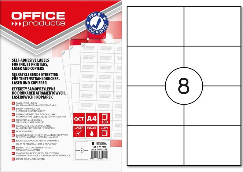 Office Products Etykiety Office Products A4 105x74mm białe (100)