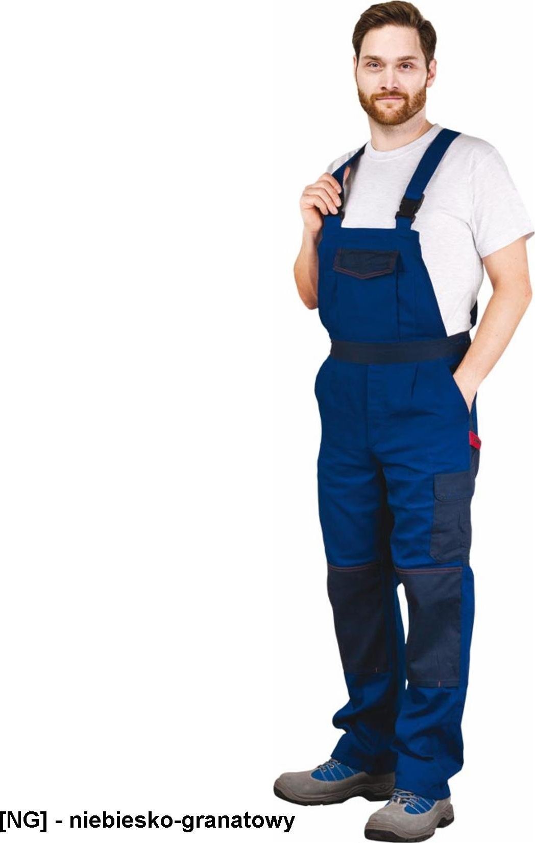 R.E.I.S. BOMULL-B - spodnie ochronne ogrodniczki 100% BAWEŁNY - ciemnoszaro-niebieski 52