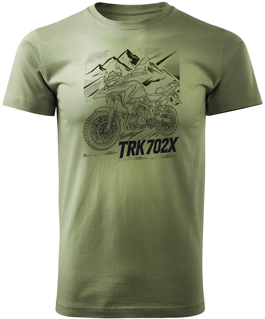 Koszulka z motocyklem Benelli TRK 702 X TRK702 TRK702X męska khaki REGULAR XXL