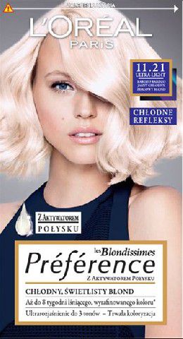 L’Oreal Paris Farba Recital Preference 11.21 Bardzo Bardzo Jasny Chłodny Perłowy Blond