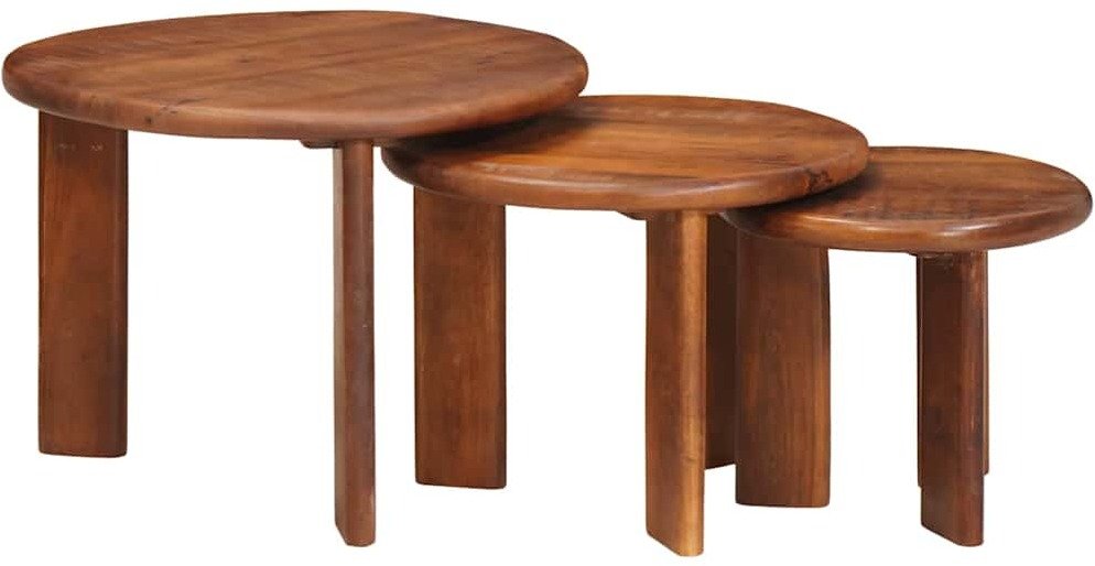 vidaXL Stolik gniazdowy 3 pcs Miodowy brąz Drewno z mango