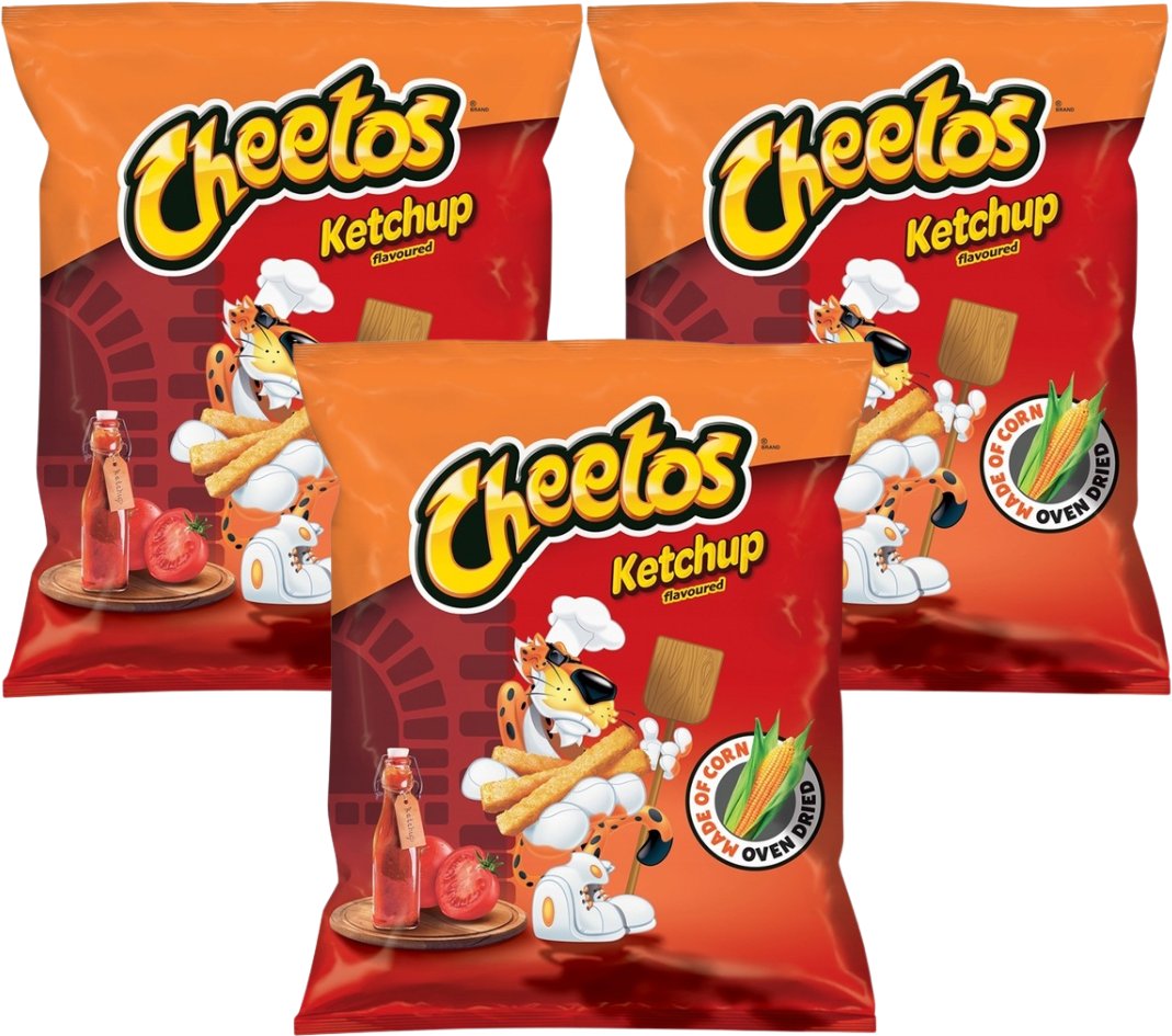 Cheetos Chrupki kukurydziane o smaku ketchupowym 43 g x 3 sztuk