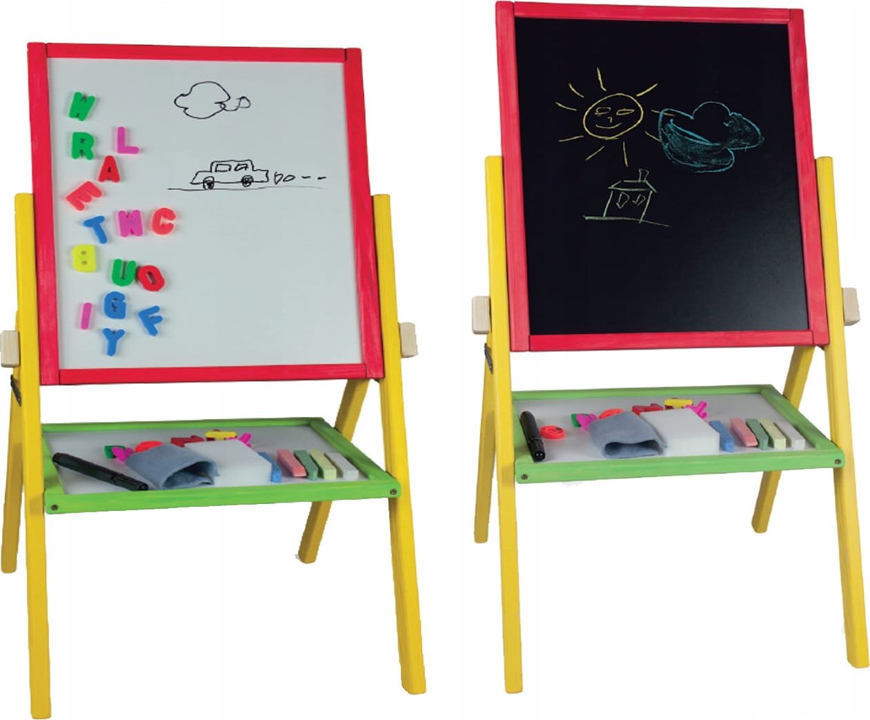 3toysm Drewniana Obrotowa Tablica 3W1 Magnetyczna Kredowa Rbmc